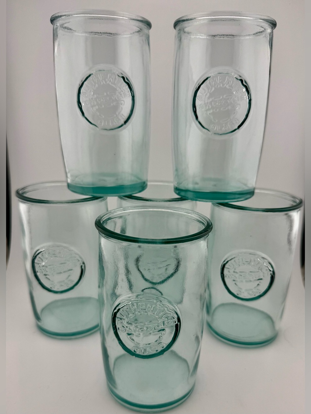 6 San Miguel 100% Recycled Glass pint glasses. 16oz